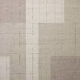Geometric modern area rug with overlapping rectangular blocks in neutral dove and multi tones with fine looped yarn lines