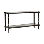 Conner Cane Console showing glossy black glass shelves instead of caned shelves