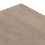 Close-up of the side edge wood grain and white-washed finish