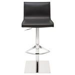 Colter Adjustable Stool with black padded seat and backrest, chrome square base and footrest