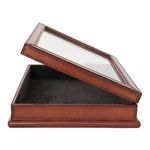 Product Image 2 for Handmade Leather and Wood Decorative Display Box with Glass Lid, Brown from Creative Co-Op