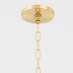 Brushed nickel ceiling mount plate and portion of linked chain suspension
