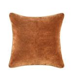 Square burnt orange velvet throw pillow with soft antique wash and neutral piping