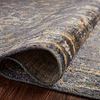 Textured extreme close-up focusing on the fiber loops and distressed base yarn of Rosemarie Graphite / Multi Rug
