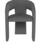 Front view of shale grey Anise Dining Chair highlighting open back design and seat thickness