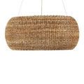 Boucle Chandelier hanging with round ceiling mount in soft golden finish