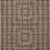 Rectangular brown and black power-loomed indoor/outdoor rug with geometric linear pattern
