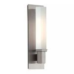 Walton 1 Light Bath Bracket with brushed nickel rectangular backplate and white cylindrical glass shade