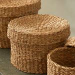 Product Image 4 for Seagrass Round Lidded Baskets, Set Of 3 from Napa Home And Garden