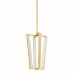 Edgemere Pendant isolated on white background showing full length with brass canopy and rod