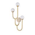 Highsmith Wall Sconce with opaque white globes from rear side showing mounting and brass details