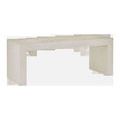 Rectangular outdoor bench in ivory terrazzo concrete with clean lines and solid block legs