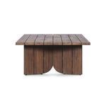 Joette Outdoor Coffee Table side view displaying rectangular top and angular leg panels