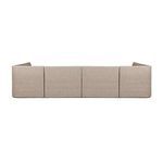 Straight back view highlighting the clean lines and continuous rattan weave of the banquette