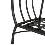 Detailed view of sofa frame edge with intersecting metal legs and crossbar reinforcement
