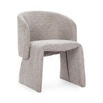 Halstead dining chair with curved lower wingback and hollow center, upholstered in textured beige fabric