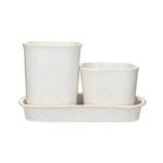 Product Image 1 for Rhea Stoneware Planters/Containers with Saucer, Set of 3 from Creative Co-Op