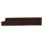 Two-piece wave modular sectional sofa in rich dark brown with low back and soft textured upholstery