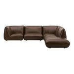 Zeppelin Classic L-Shaped Modular Sectional sofa in dark brown leather with low-slung 70’s inspired silhouette and floatin...