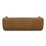 Back view of Alora sofa showing clean seams of tan leather upholstery