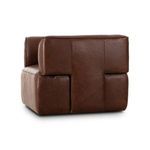 Back angled view showing distinctive T-shaped row of vertical and horizontal leather panels