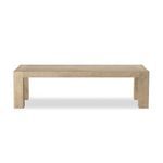 Abaso Dining Table in thick-cut oak veneer with faux rustic wormwood oak finish, chunky squared legs, dovetail joinery