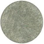Round version of the Callie Shag rug in teal and yellow hues with plush mixed yarn texture