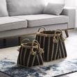 Product Image 3 for Set Of 2 Beige & Black Wicker Baskets With Handles & Tassels from Creative Co-Op