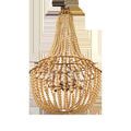 Underneath view of Penelope Beige Chandelier revealing internal light fixture and bead arrangement