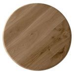 Top-down view of smooth round wooden seat showing natural grain and finish
