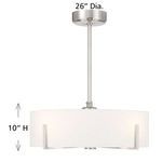 Mansell 4-light ceiling fan with white fabric drum shade and satin nickel jewelry-like prongs