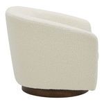 Back view of Oscy swivel chair highlighting smooth rounded back and fabric texture