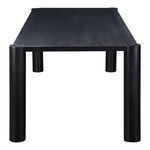 Post dining table front view highlighting wood grain texture on tabletop
