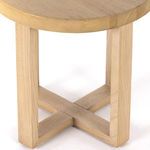Close-up of flatter table base angle showing interlocking wood support structure