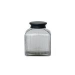 Product Image 1 for Square Glass Jar with Lid, Clear and Black from Creative Co-Op