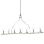 Kendra 7 Light Island Light with linear steel frame and seven evenly spaced clear bulbs on short cylindrical holders