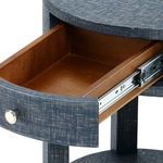 Open drawer showing interior wood construction and metal drawer slide mechanism