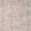 Skye Blush / Grey 2'3" X 3'9" rug with a vintage, faded floral medallion pattern in blush and grey tones