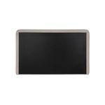 Back view of Simon Storage Bed headboard with black panel surrounded by beige upholstery