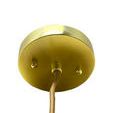 Brass ceiling canopy with attached cord in complementary tan fabric covering