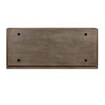 Close-up inside view with clear visibility of adjustable shelf brackets and wood finish