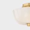Close-up angled view highlighting the texture of unetched cloud glass and brass bottom cap