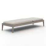 Back angled view of Sherwood Modern Stone Grey Outdoor Chaise showing adjustable mechanism and black ribbed support
