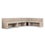 L-shaped banquette viewed from front angle showing seating span and cushion detail