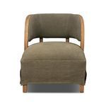 Dreya Chair in soft olive linen-blend upholstery with exposed solid oak frame and slipcovered look