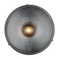 Top-down view showing circular frame around ribbed glass diffuser and bulb at center