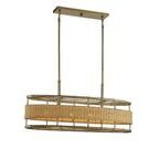Product Image 5 for Arcadia 4 Light Warm Brass With Natural Rattan Linear Chandelier from Savoy House 