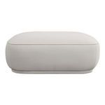 Marion Square Ottoman lateral view showing its softly curved profile and recessed base