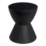 Hourglass stool shown from a slightly angled front view highlighting smooth matte black finish