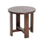 Noir Acacia Wood Side Table with round top, cross-leg base, and dark wood finish